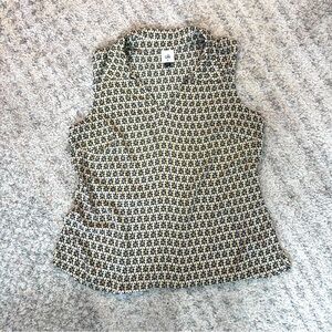 CAbi Multi-Colored Abstract Print Bitmap Peplum Top #6317 Size Medium